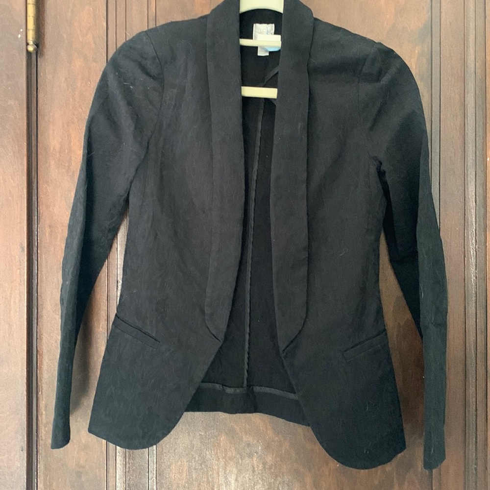 Black jacquard fitted blazer with stretch